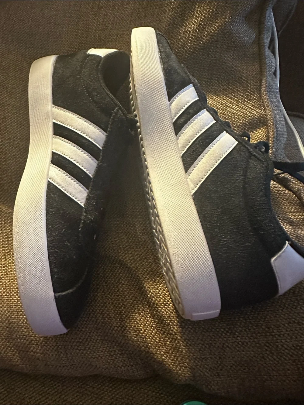 adidas Black Suede Low-Top Sneakers with White Stripes